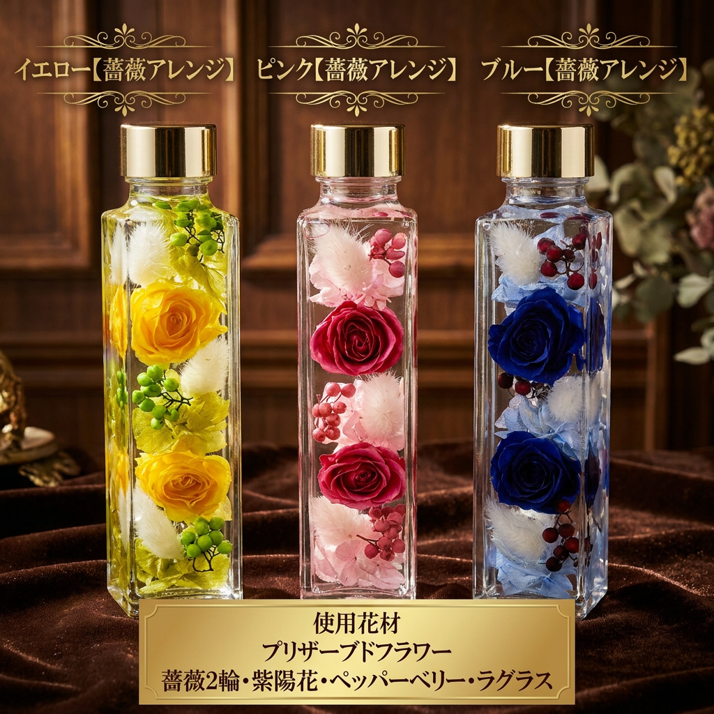 LEDライト付き ハーバリウム ギフト プリザーブドフラワー インテリア 癒し おしゃれ 誕生日 母の日 結婚祝い プレゼント