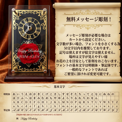 アンティーク調 花時計 プリザーブドフラワー ローズギフト おしゃれ インテリア 時計付きフラワーアレンジ 誕生日 プレゼント